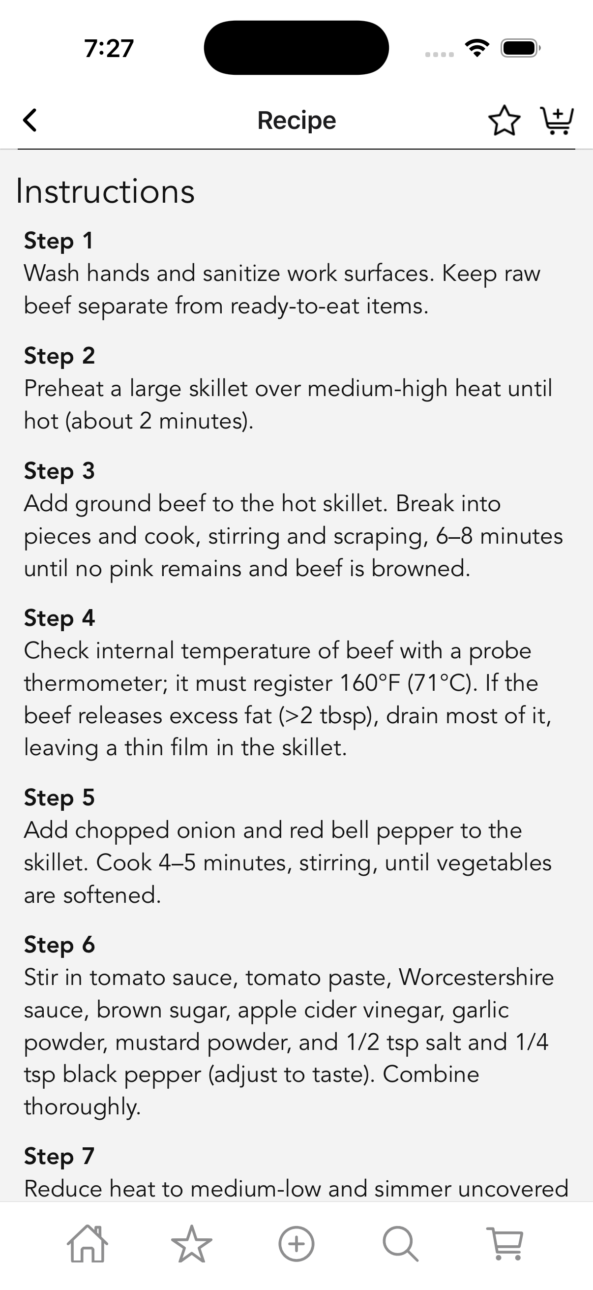 Recipe instructions