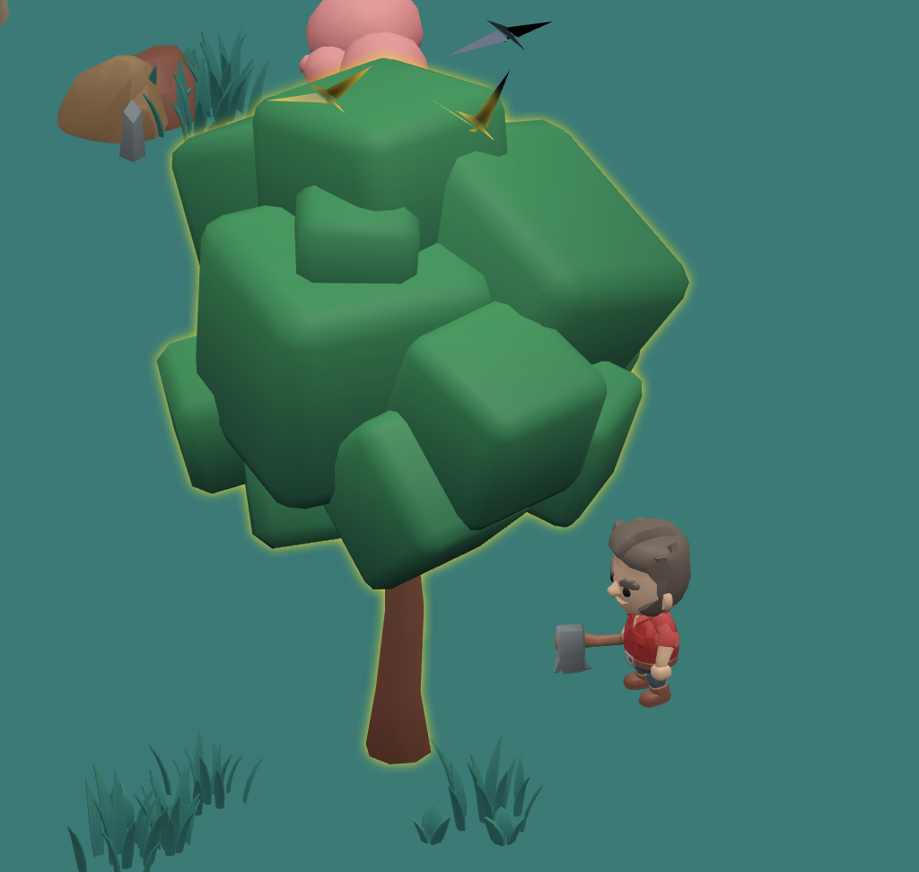 Jack ready to chop a glowing tree