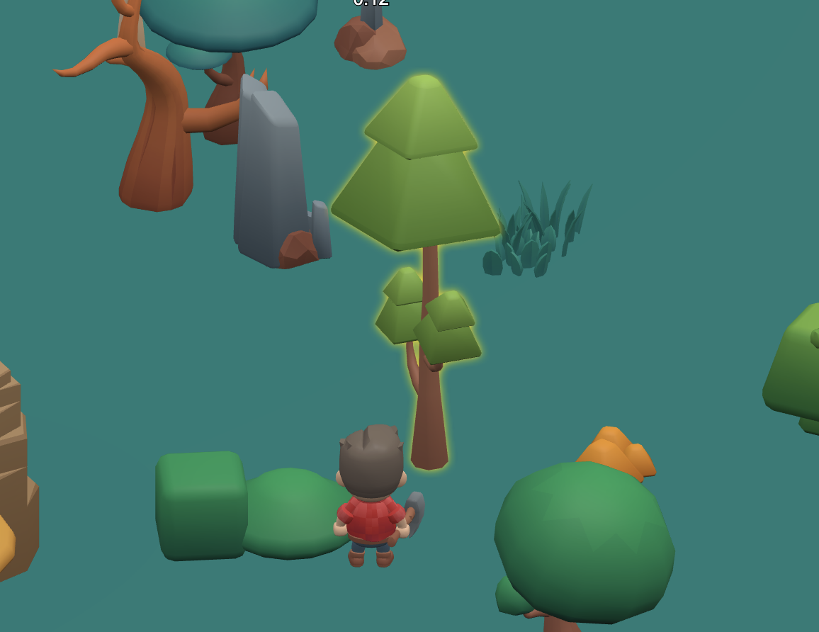 Jack the Lumberjack next to a glowing tree in the forest