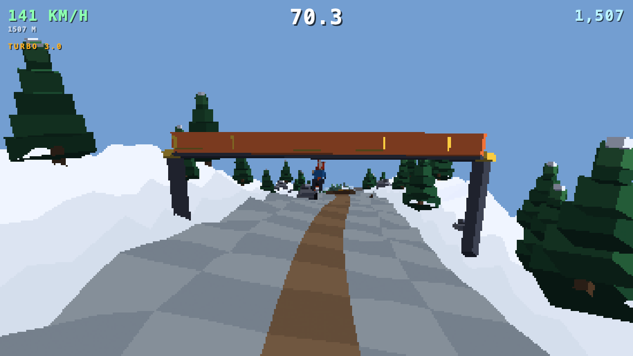 Rider approaching a checkpoint arch