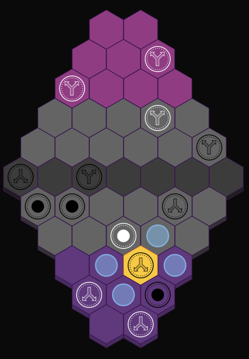Purple vs Pink hex board close-up