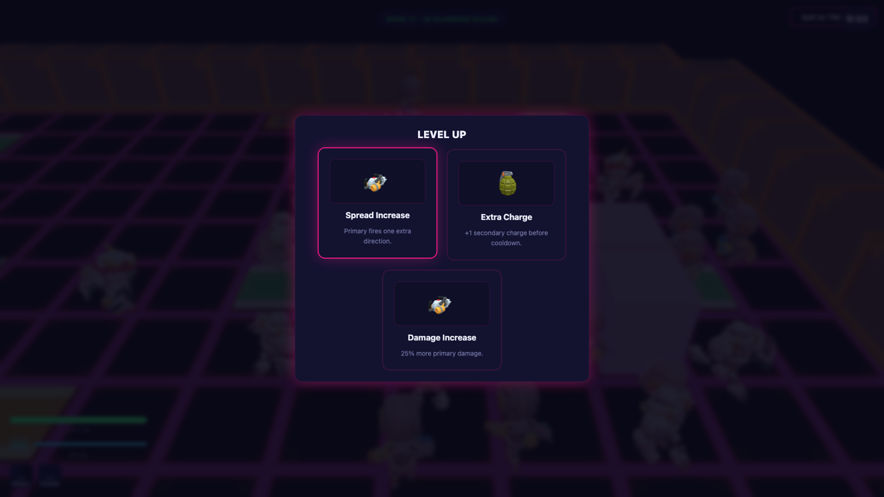 Level Up screen with upgrade choices
