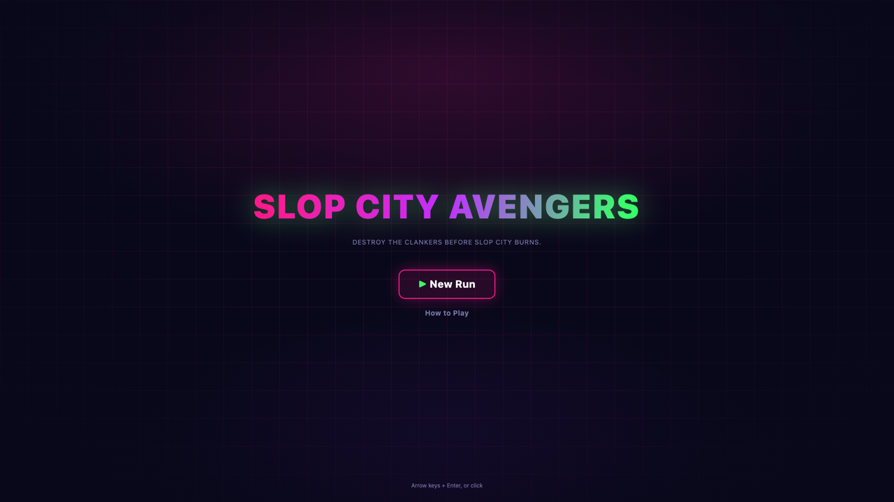 Slop City Avengers title screen